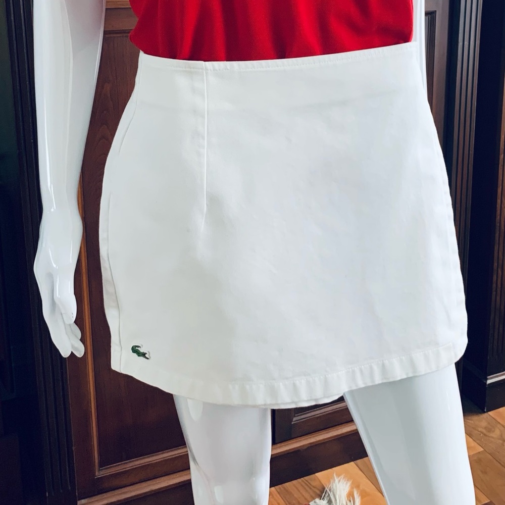 Lacoste 100% white cotton official tennis scort mini short skirt Eur 44 US Large